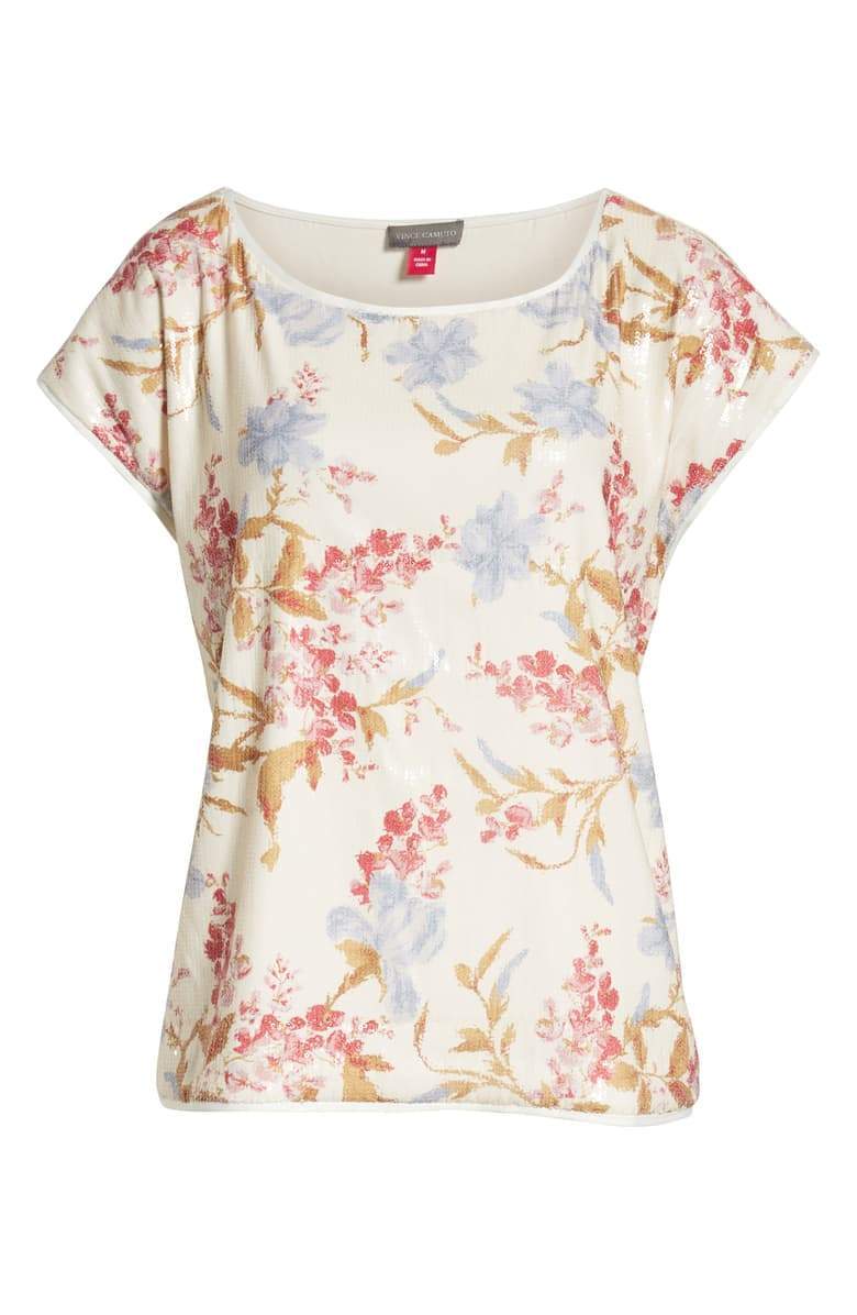 Vince Camuto Floral-Sequined Top - TopLine Fashion Lounge