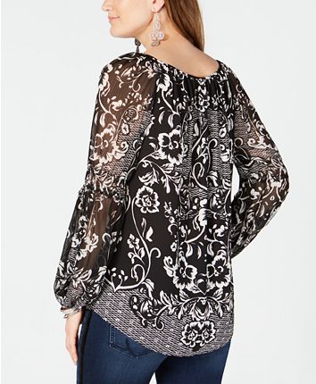 I.N.C. Crinkle-Sleeve Top