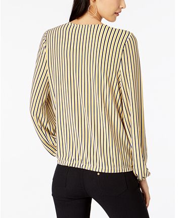 I.N.C. Striped Faux-Wrap Top