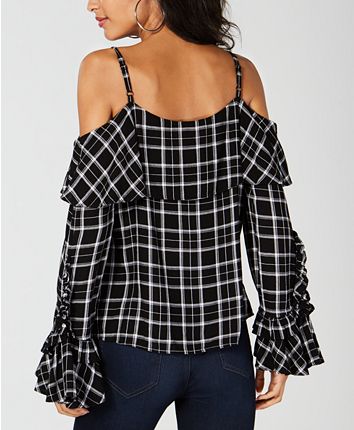 I.N.C. Plaid Off-The-Shoulder Top