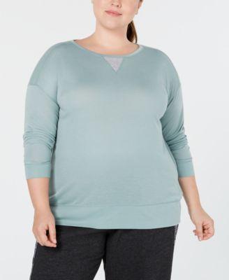 Calvin Klein Performance Plus Size Drop-Shoulder Long-Sleeve Top - TopLine Fashion Lounge