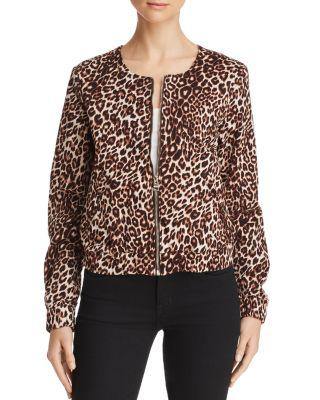GUESS Leopard-Print Bomber Jacket Spotted Bengal Rinse Wash L -
