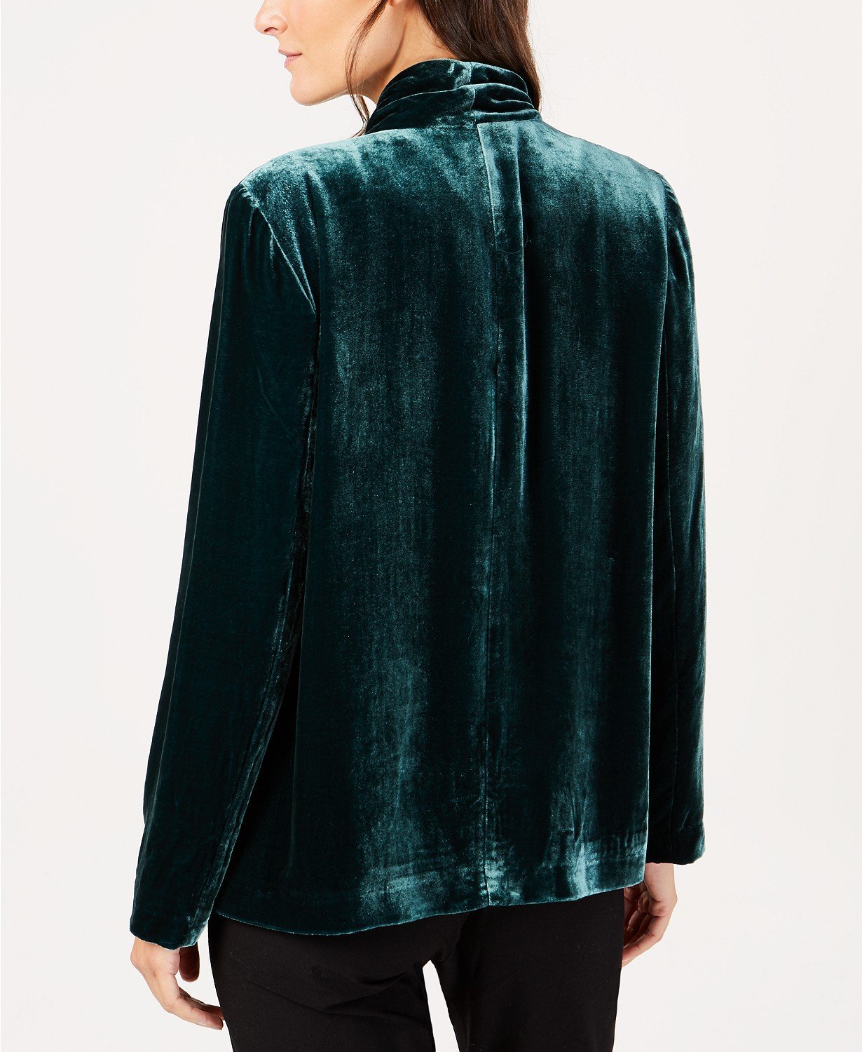 Eileen Fisher Womens Green Velvet Long Sleeves Blazer - TopLine Fashion Lounge