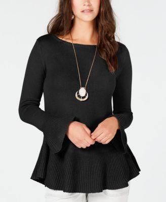 Style Co Ruffle-Trimmed Pullover Sweate Deep Pine M -