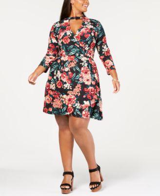 Planet Gold Womens Floral Wrap Casual Dress - TopLine Fashion Lounge