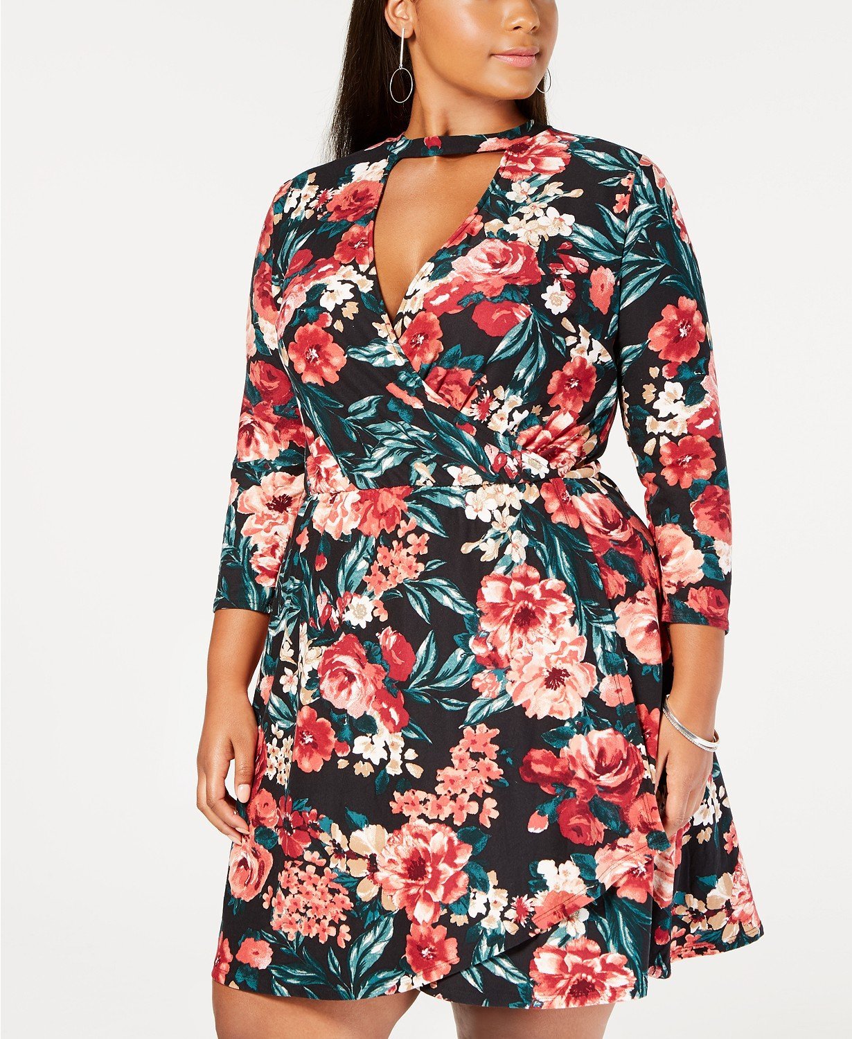 Planet Gold Womens Floral Wrap Casual Dress - TopLine Fashion Lounge
