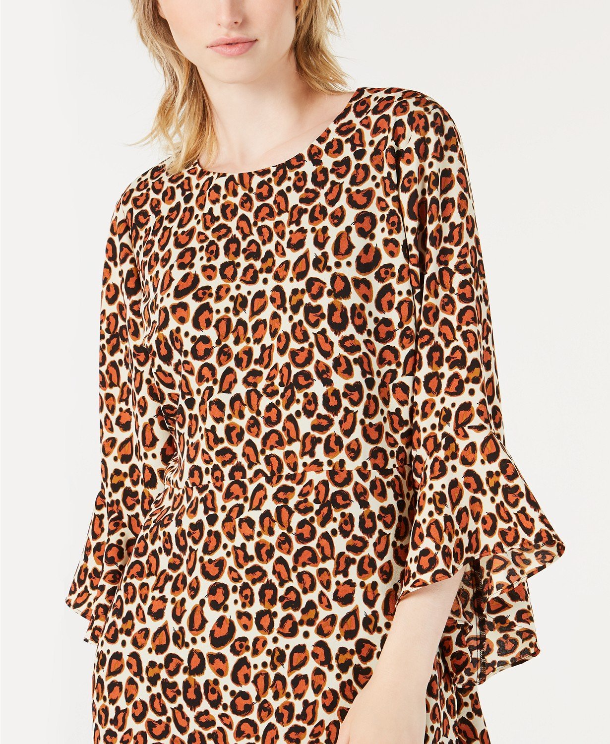 Bar III Bell-Sleeve Cheetah-Print Dres Cheetah 6 -