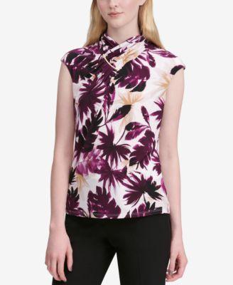 Calvin Klein Womens Matte Jersey Printed Blouse - TopLine Fashion Lounge