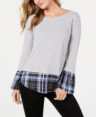 Style Co Contrasting Hem Cuff Top Present Poppy L -