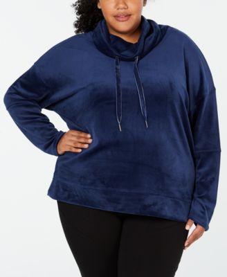 Calvin Klein Performance Womens Plus Velour Cowl Sweatshirt PLUS SIZE - TopLine Fashion Lounge