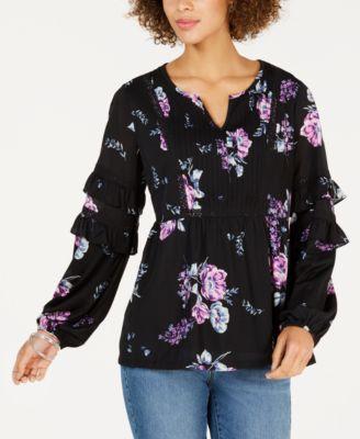 Style Co Floral-Print Blouse Created f Black Garden XXL -