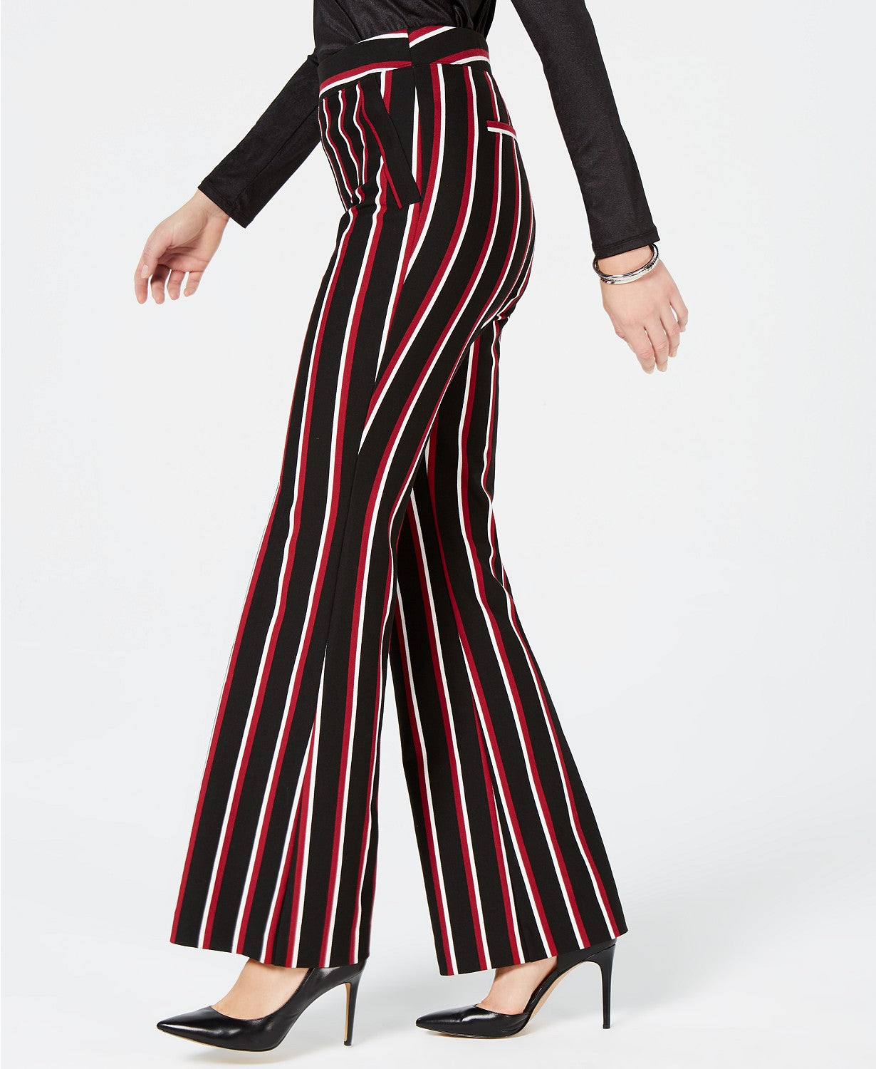 INC Striped Ponté-Knit Bootcut Pants