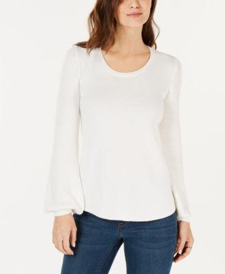 Style Co Textured-Sleeve Sweater Winter White XL -