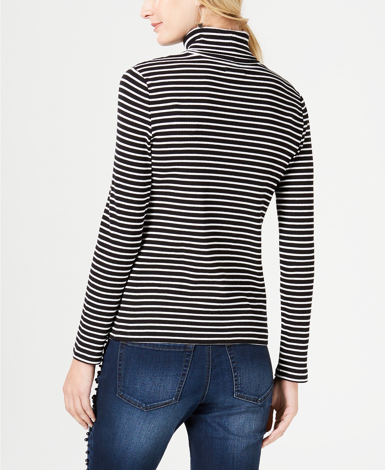 Charter Club Striped Turtleneck Top Deep Black XL - TopLine Fashion Lounge