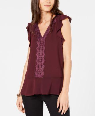 V NECK LACE TRIM TOP - TopLine Fashion Lounge