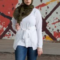 Verona Collection Long-Sleeve Tie-Belt Top