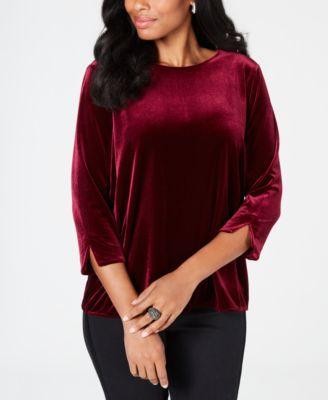 Charter Club Velvet Top Deep Black L -