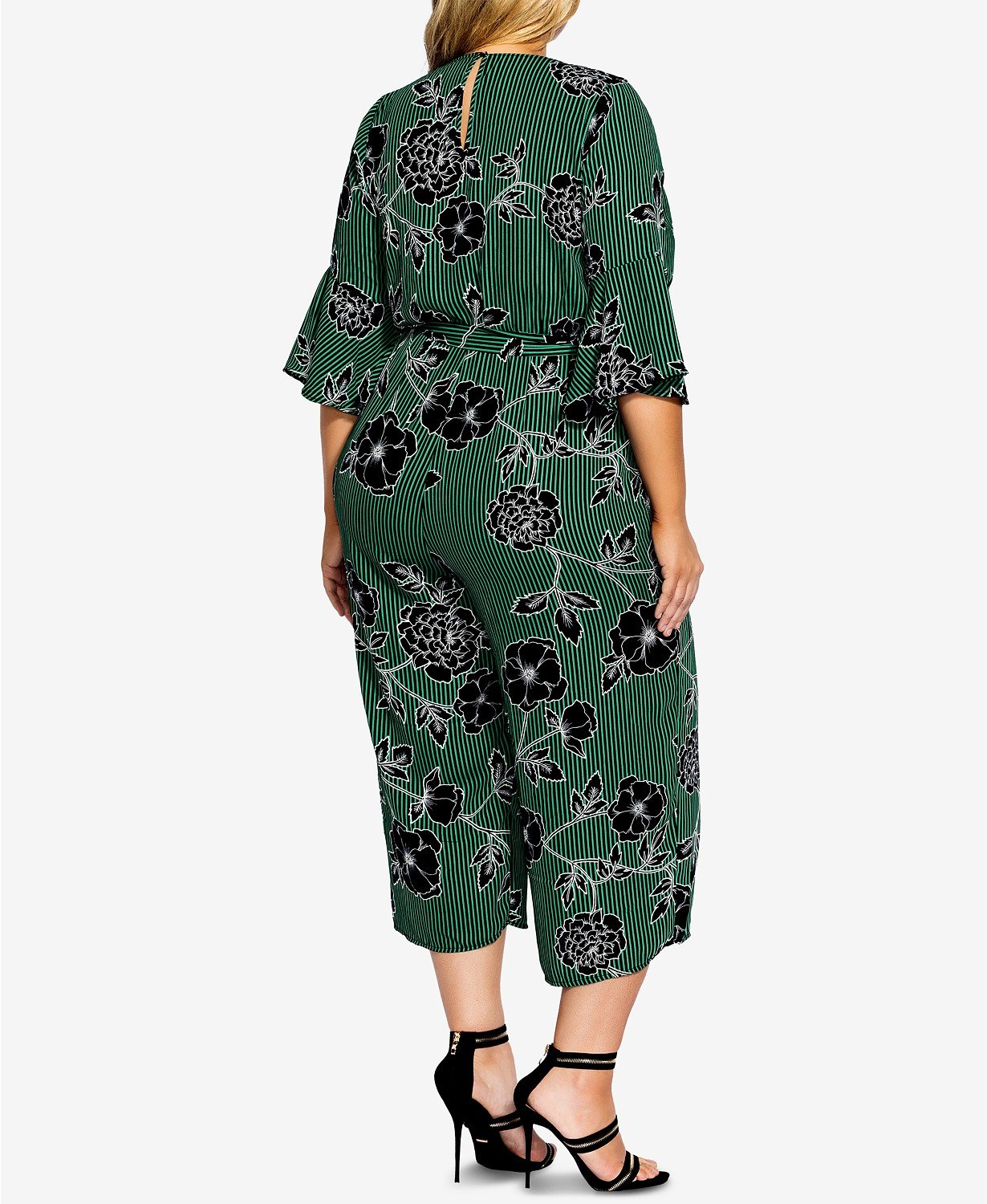 City Chic Trendy Plus Size Varsity Striped Floral-Print Jumpsuit - TopLine Fashion Lounge
