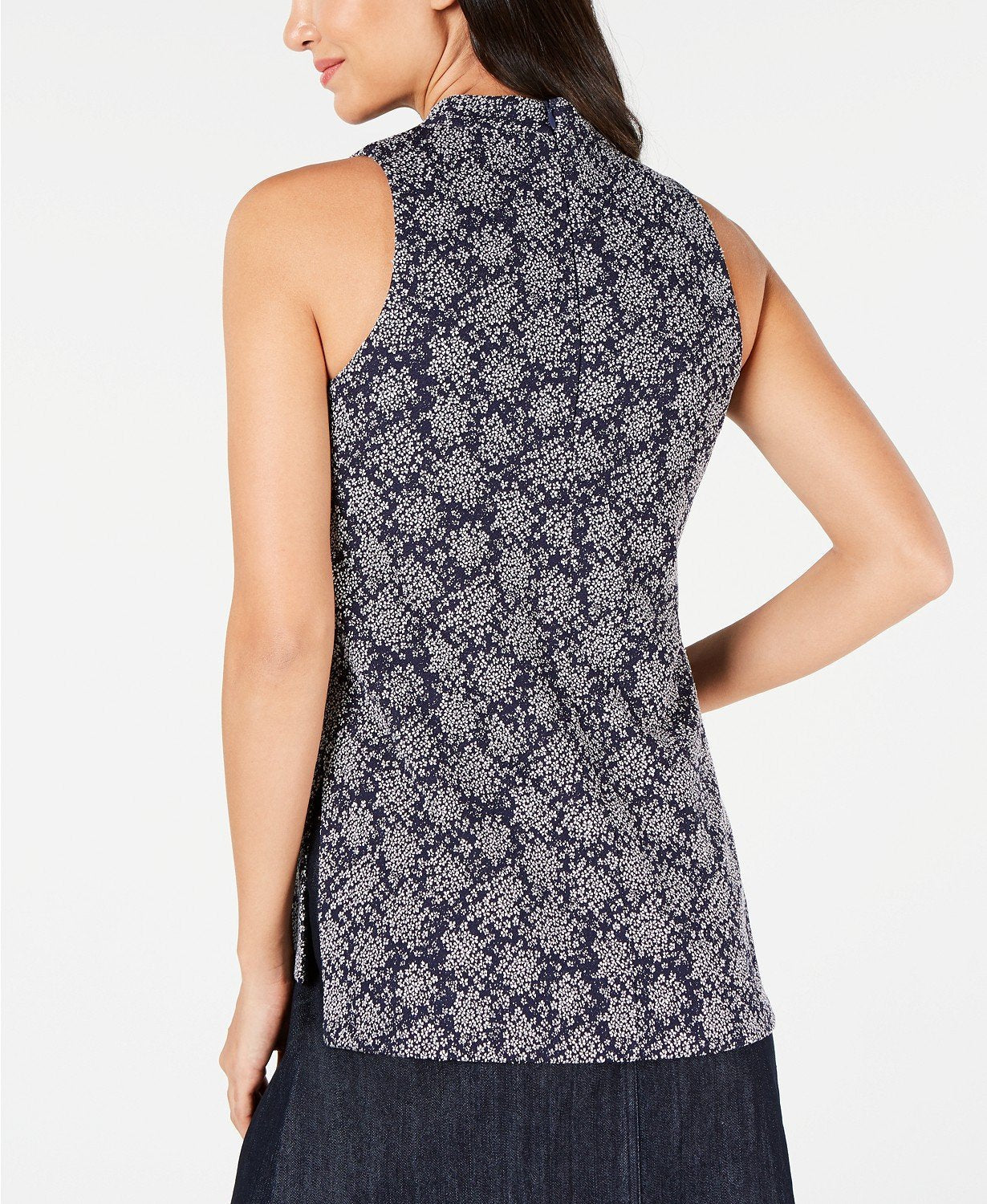 Michael Kors Printed Sleeveless Mock-Neck Top - TopLine Fashion Lounge
