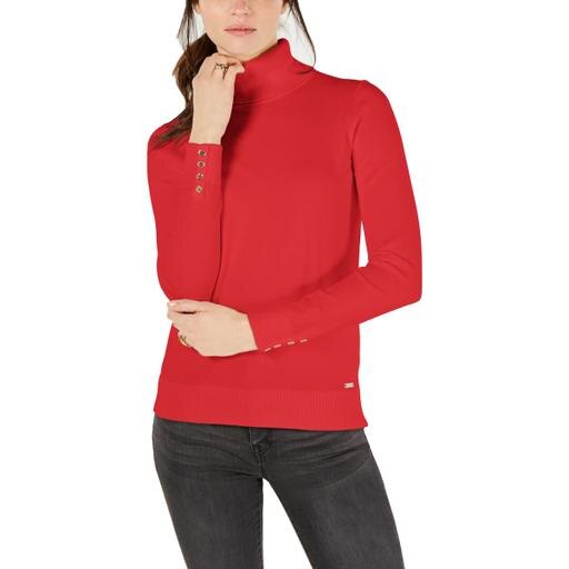 Tommy Hilfiger Cotton Button-Trim Turtleneck Sweater