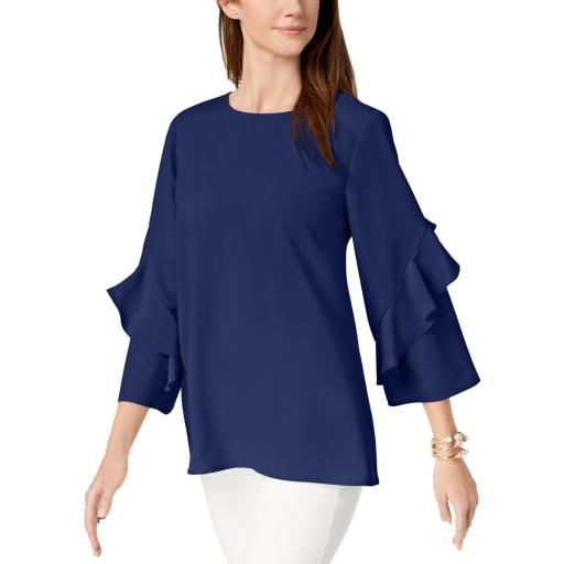 Alfani Ruffled-Sleeve Zip-Back Top