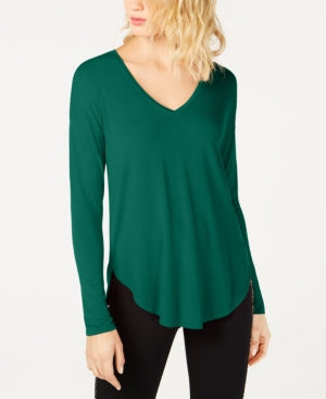 INC V-Neck Curved-Hem T-Shirt