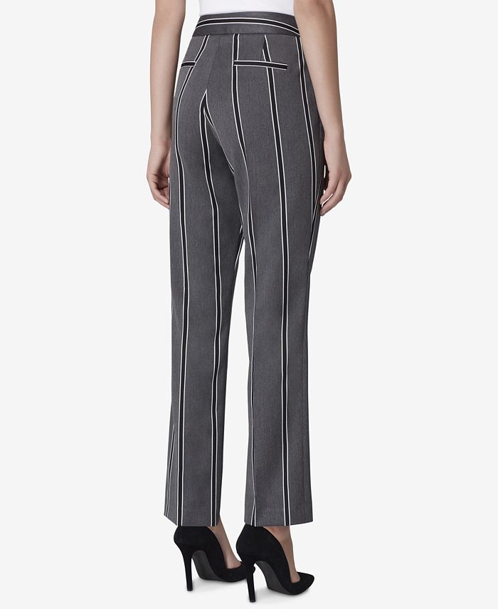 Tahari ASL Extended-Tab Striped Straight Pants
