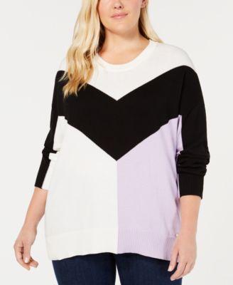 Tommy Hilfiger Cotton Plus Size Colorblocked Sweater - TopLine Fashion Lounge