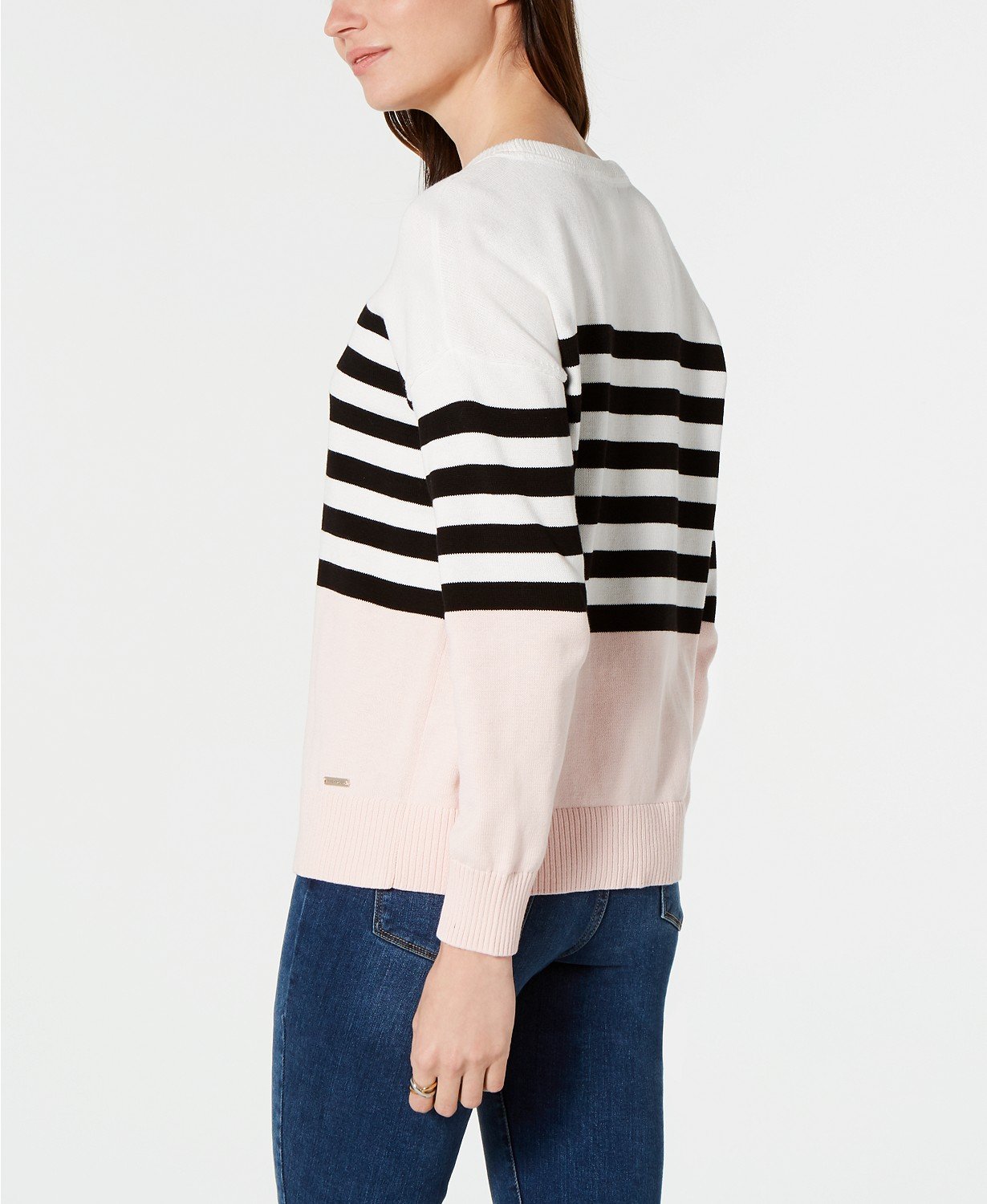 Tommy Hilfiger Womens White&pink Striped Cotton Pullover Sweater Top Xl - TopLine Fashion Lounge