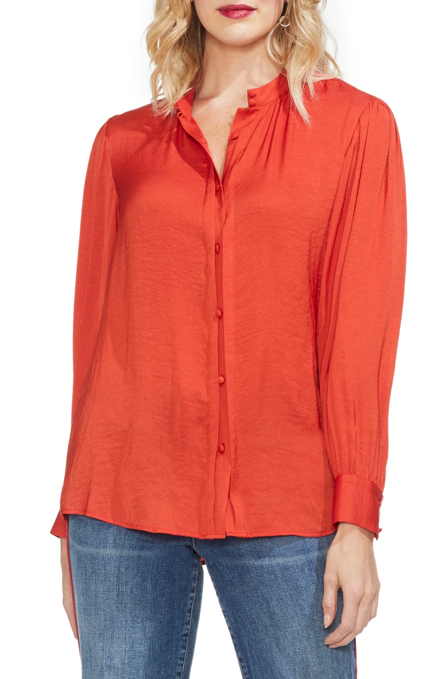 Vince Camuto Collared Blouse Womens Pintuck Button Down Blouse - X-Large - TopLine Fashion Lounge