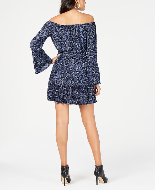 Michael Kors Snake-Print Bell-Sleeve Dress