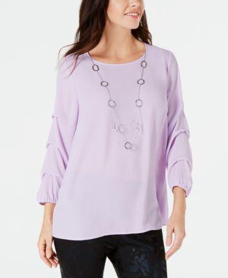 JM Collection Statement-Sleeve Necklace Top Hot Red XL -