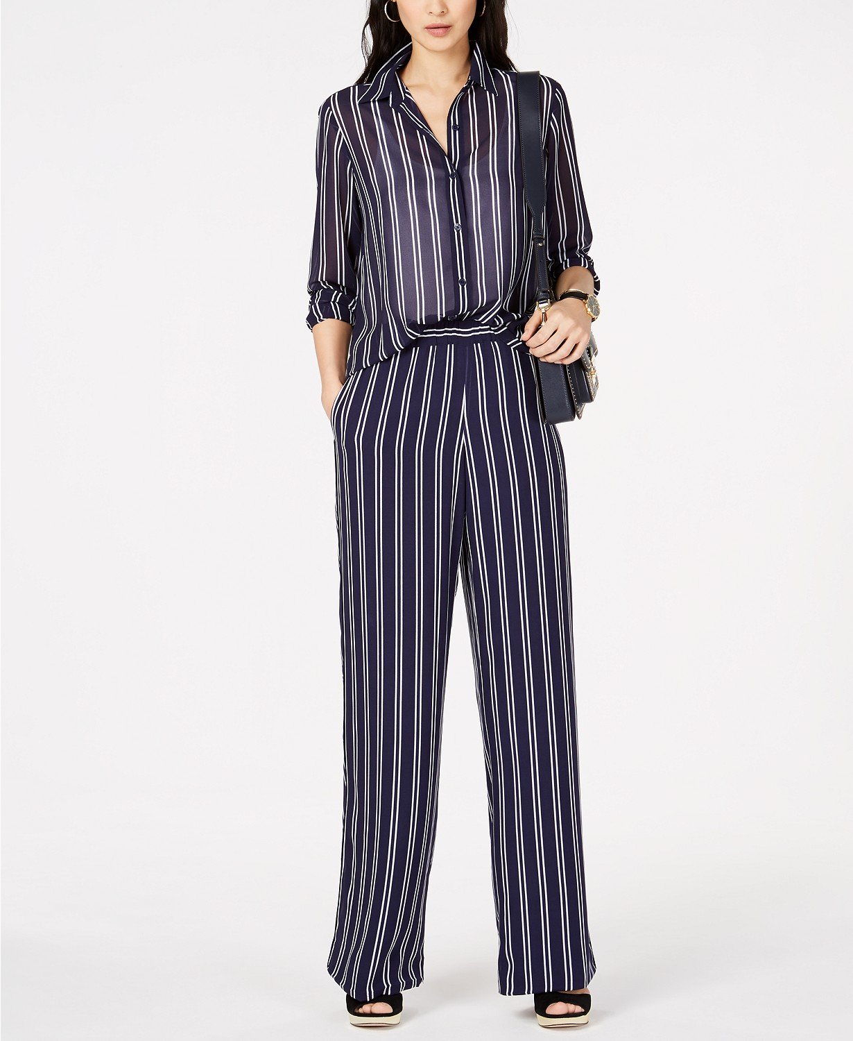 Michael Michael Kors Striped Semi-Sheer Blouse - TopLine Fashion Lounge