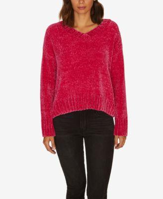 Sanctuary Chenille V-Neck Pullover Sweat Champagne M -