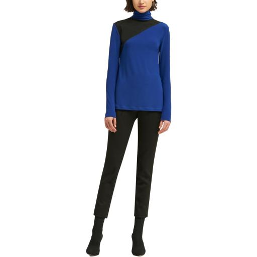 DKNY Womens Suede Mixed Media Turtleneck Top - TopLine Fashion Lounge
