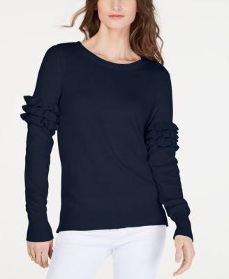 RUFFLE DETAIL CREW LS - TopLine Fashion Lounge