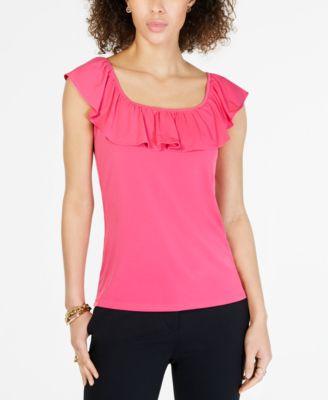 SOLID SQNK RUFFLE TOP - TopLine Fashion Lounge