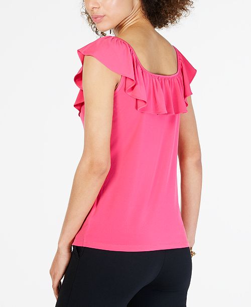Michael Kors Square-Neck Ruffle Top, in Regular & Petite Sizes