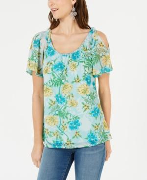 I.n.c. Cold-Shoulder Printed Top - TopLine Fashion Lounge