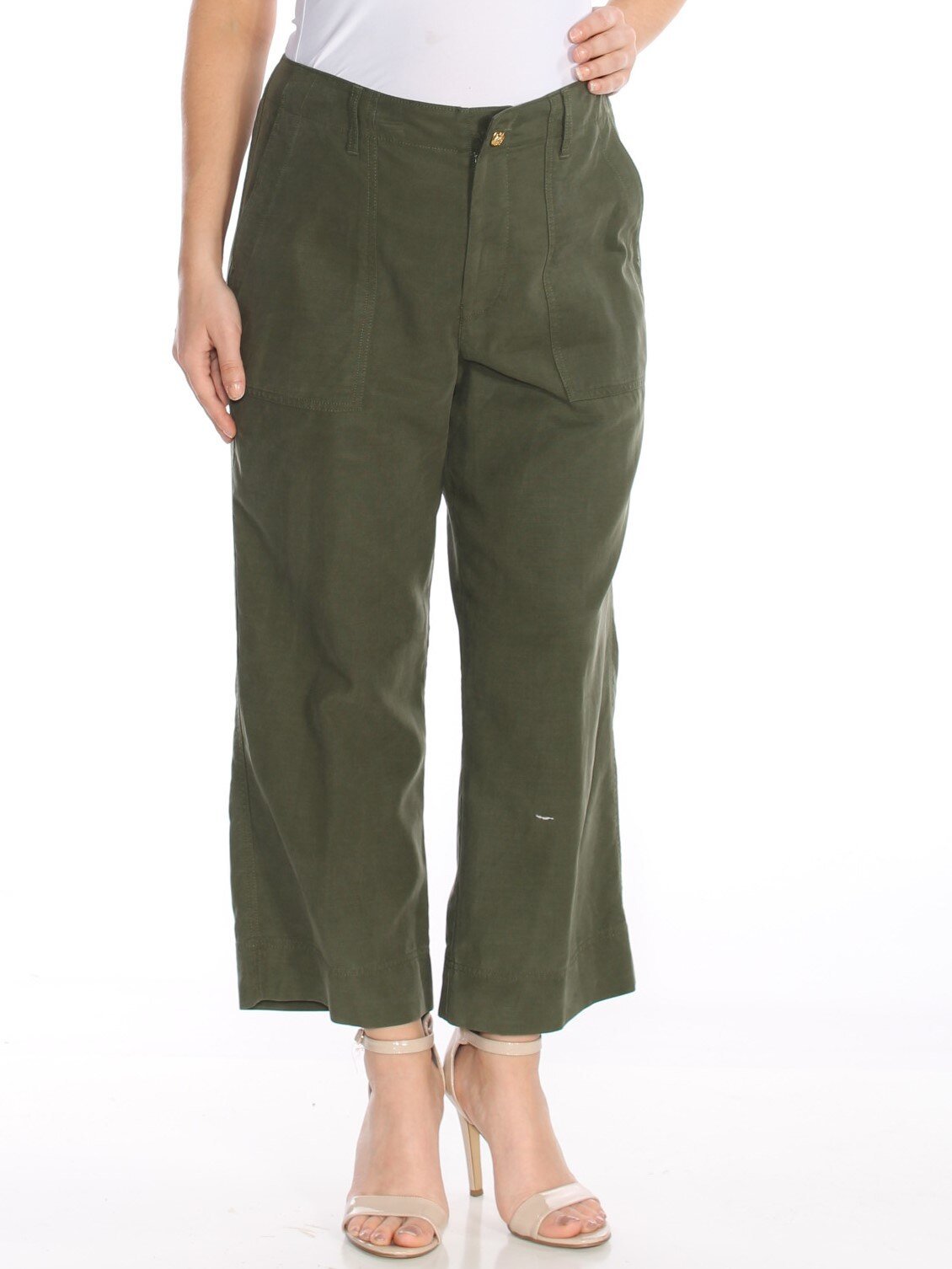 RALPH LAUREN Women's Green Cropped Straight Leg Pants