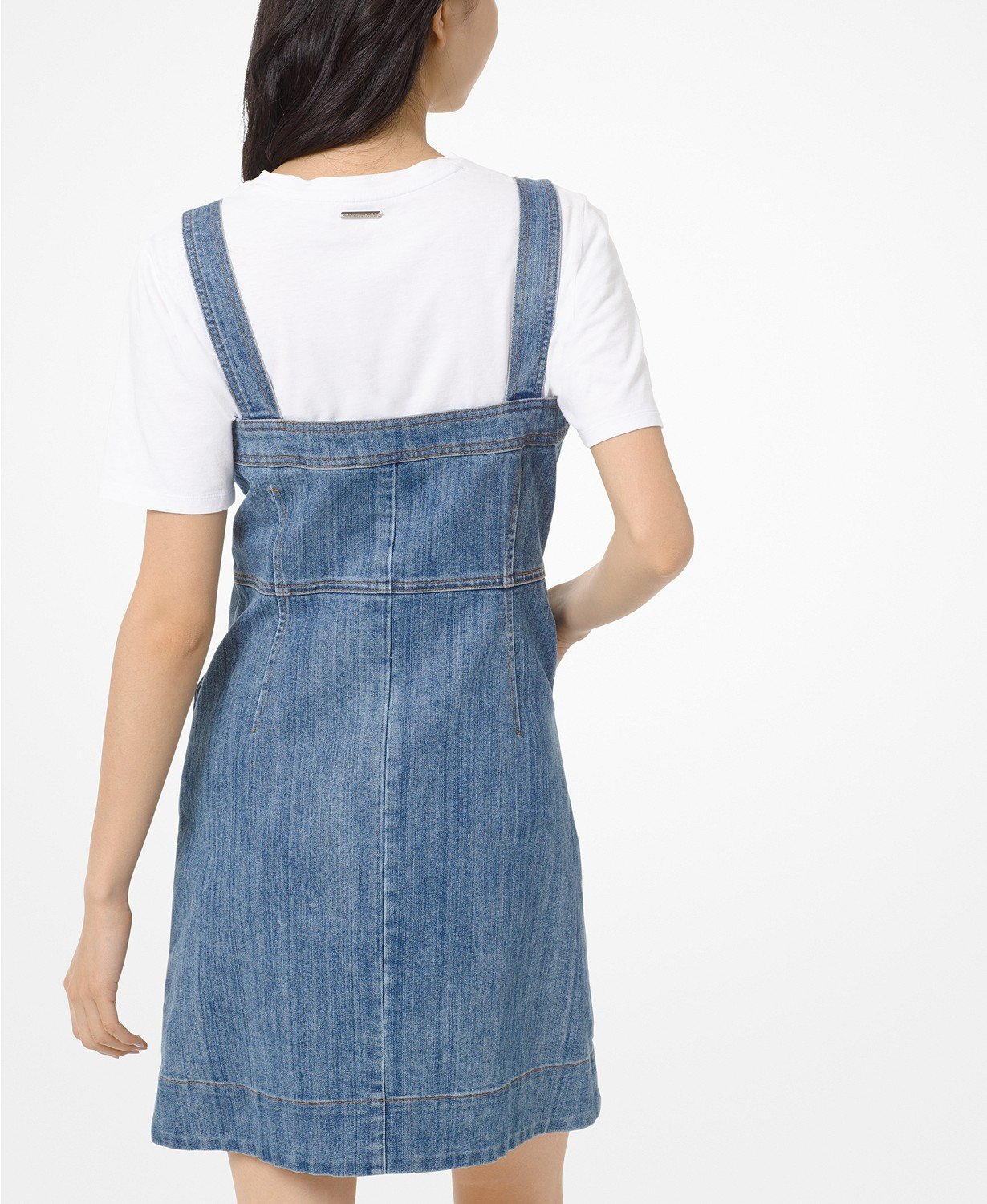 Michael Kors Stretch Denim Dress Full Metallic Btn Front Antique Wash - TopLine Fashion Lounge