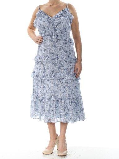MICHAEL Michael Kors Womens Metallic Tiered Midi Dress
