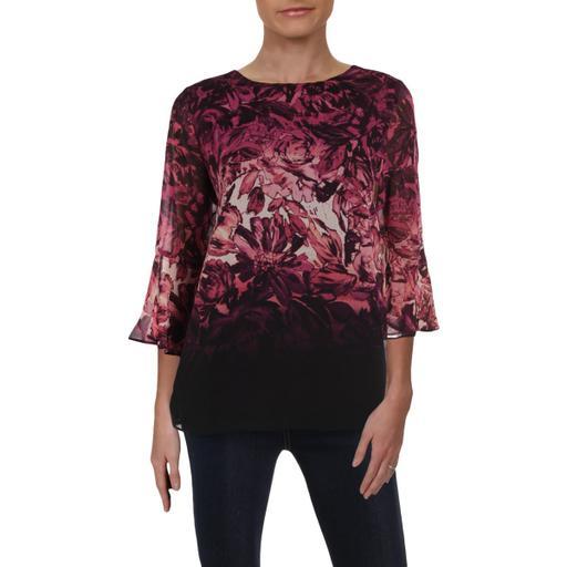 Calvin Klein Womens Printed Flare Sleeve Blouse - TopLine Fashion Lounge