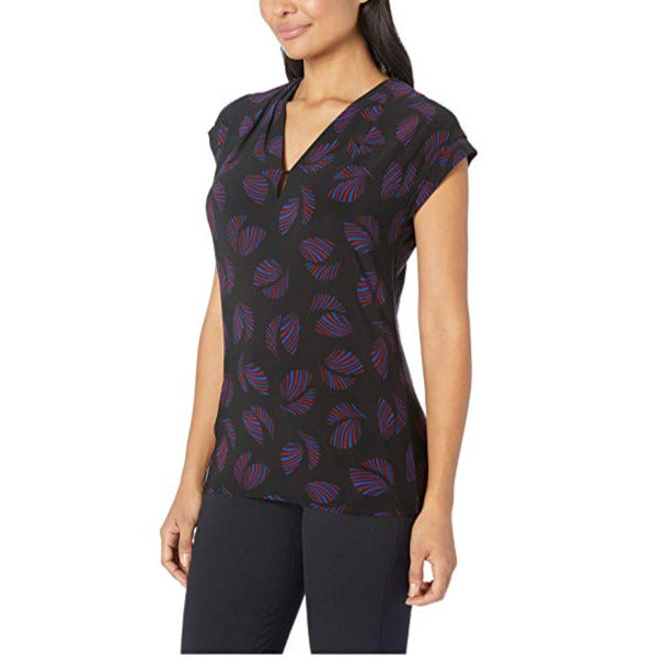 Anne Klein Womens Therese Pullover Blouse, Black, X-Large
