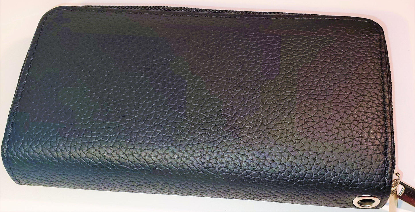 Soft Women PU Leather Wallet Card Holder Phone Holder Double Zip Wrist Band Clutch Purse Handbag - TopLine Fashion Lounge