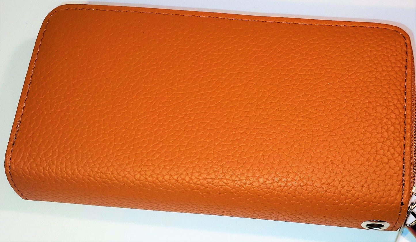 Soft Women PU Leather Wallet Card Holder Phone Holder Double Zip Wrist Band Clutch Purse Handbag - TopLine Fashion Lounge