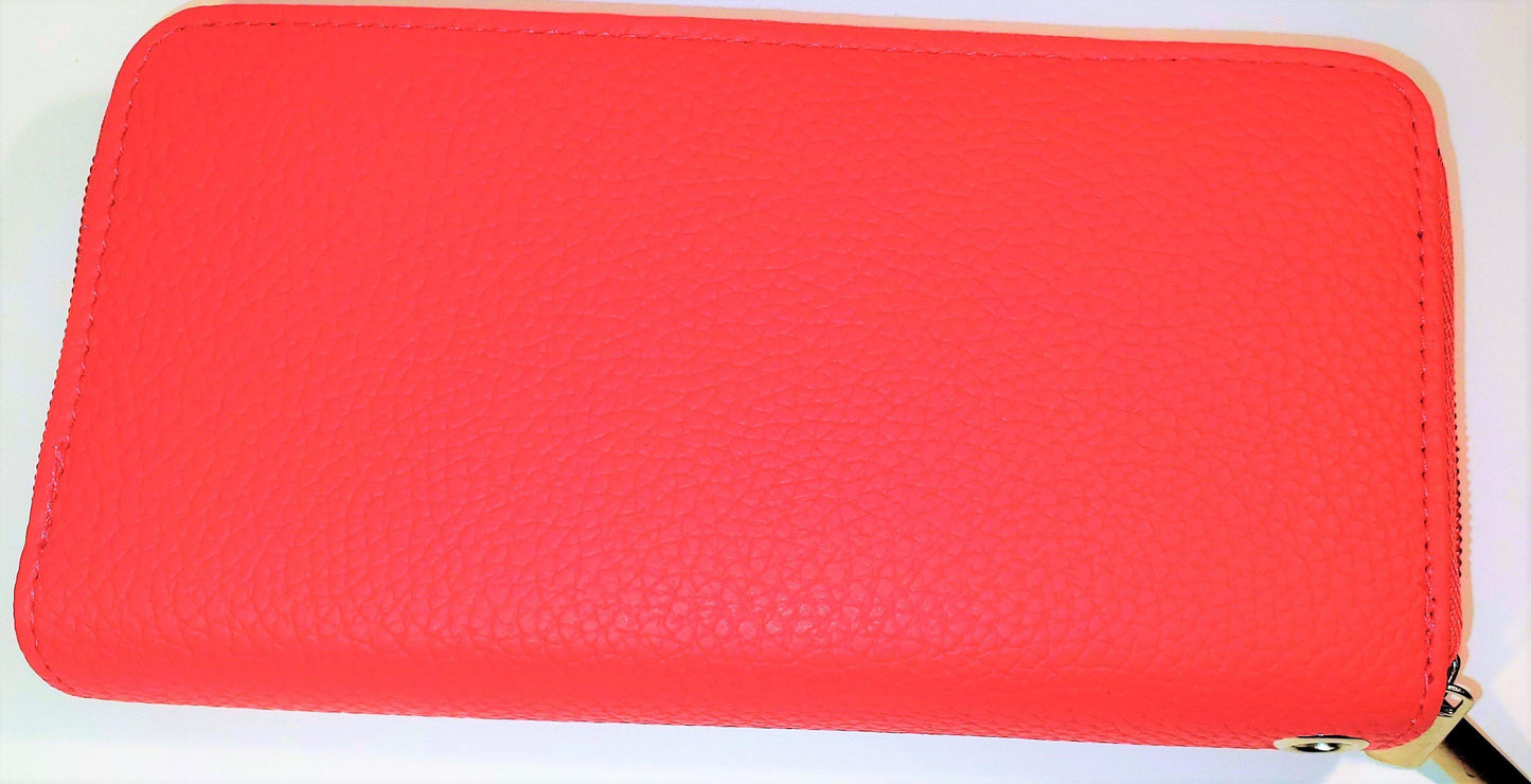 Soft Women PU Leather Wallet Card Holder Phone Holder Double Zip Wrist Band Clutch Purse Handbag - TopLine Fashion Lounge