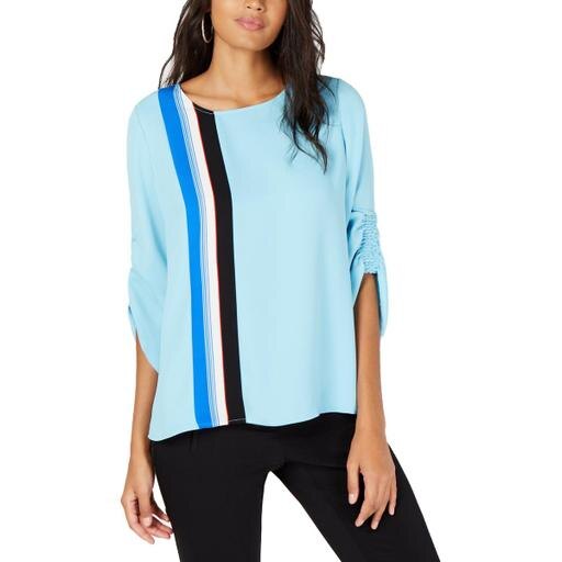 Alfani Striped Smocked-Sleeve Blouse