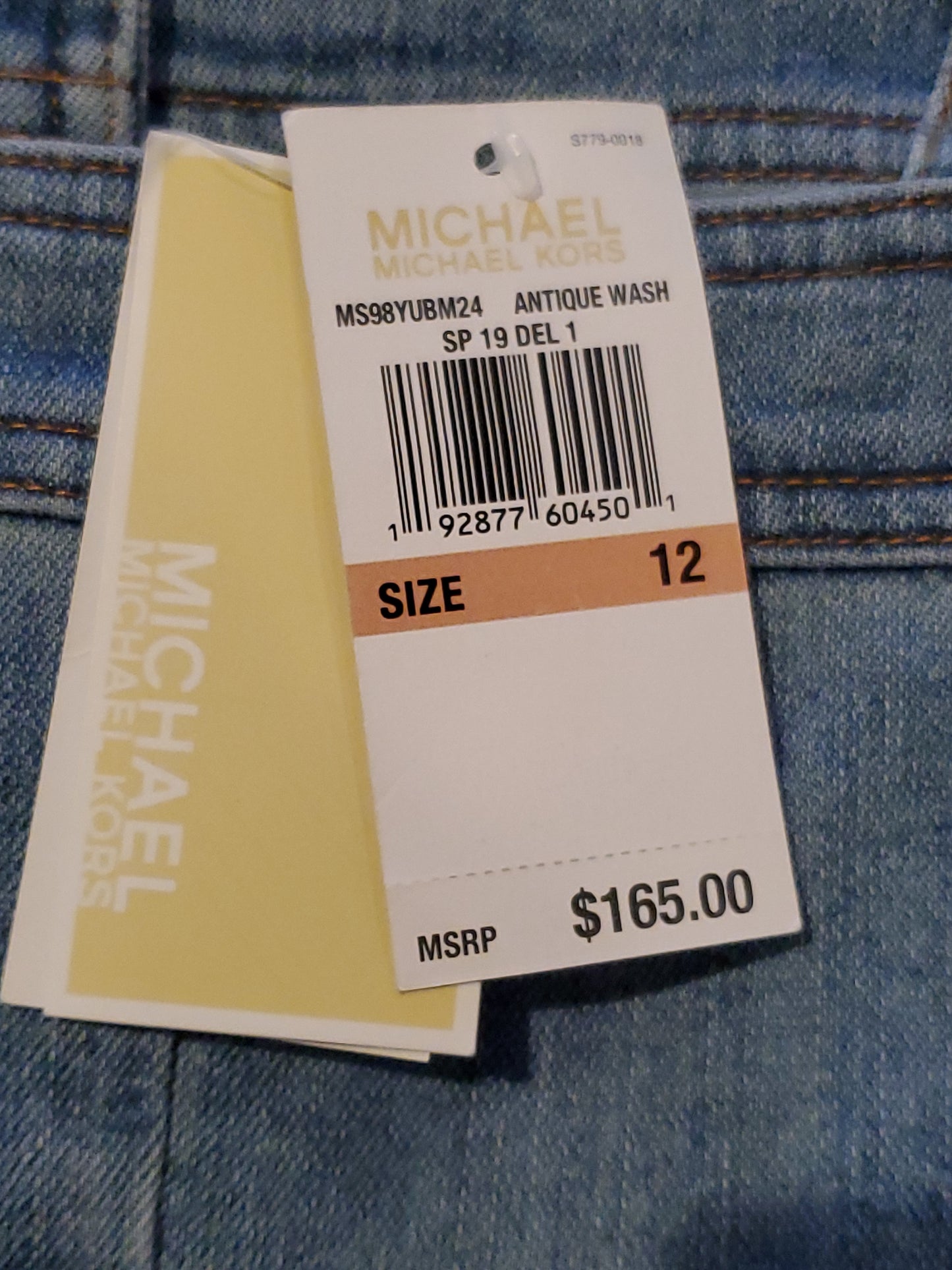 Michael Kors Stretch Denim Dress Full Metallic Btn Front Antique Wash