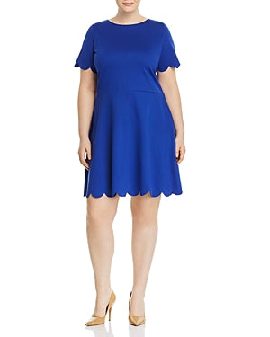 Love Ady Womens Plus Casual Scalloped Skater Dress